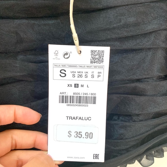 Zara cropped organza ruched puff sleeve top - Picture 5 of 6